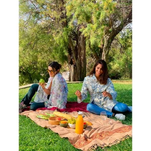 KIMONO CHAQUETA CRETONA “VAINILLA AZUL”
