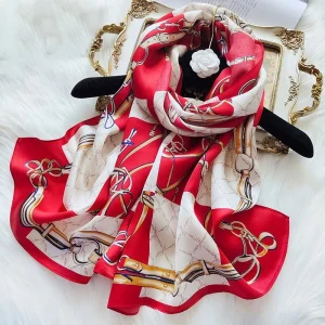 Bufanda de seda floral de damas 100% Mulberry Long estampado de seda bufanda