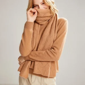 Long Pure Cashmere Patrón de hoja de hojas de hojas de cachemira con tela de cachemira y envoltura