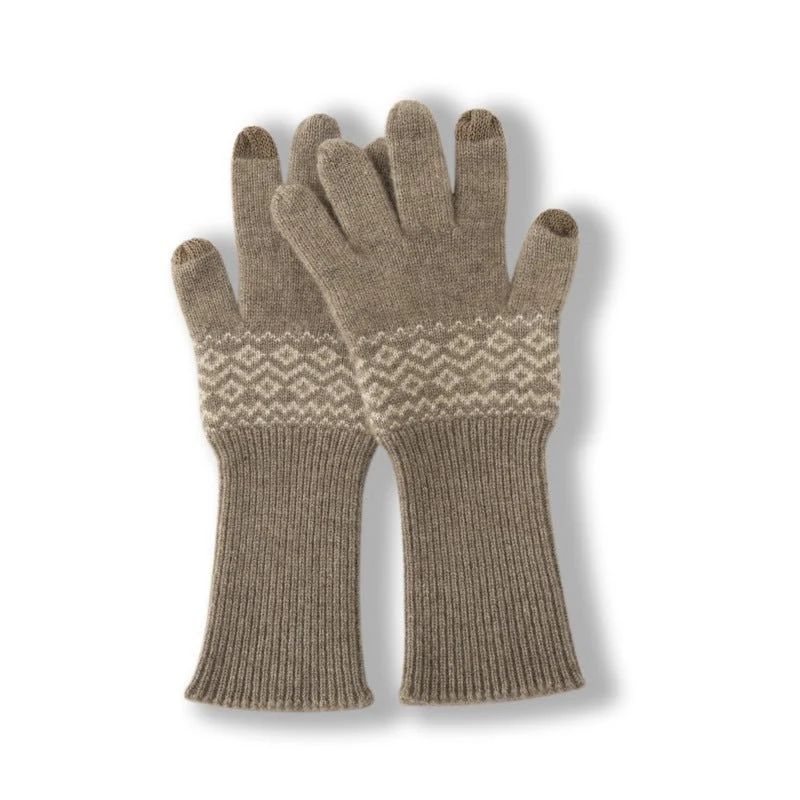 Guantes de punto Fair Isle de cachemira con puntas para pantalla táctil Guantes mágicos - Imagen 4