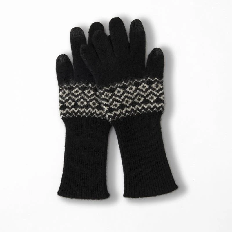 Guantes de punto Fair Isle de cachemira con puntas para pantalla táctil Guantes mágicos - Imagen 5