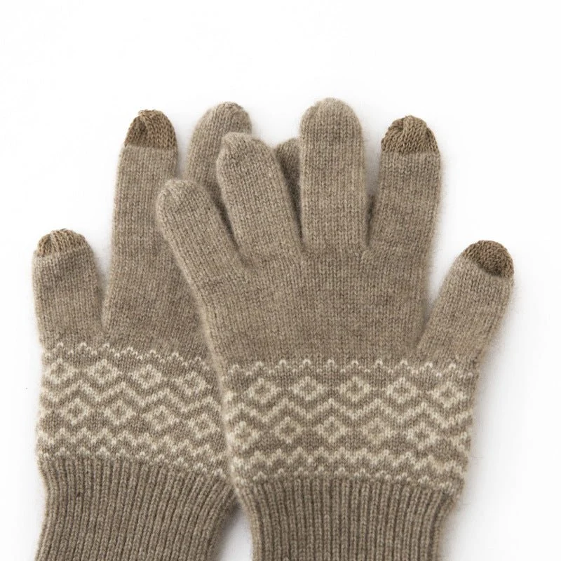 Guantes de punto Fair Isle de cachemira con puntas para pantalla táctil Guantes mágicos - Imagen 3