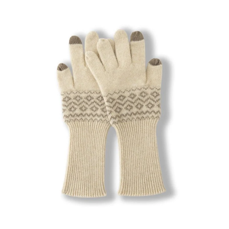 Guantes de punto Fair Isle de cachemira con puntas para pantalla táctil Guantes mágicos