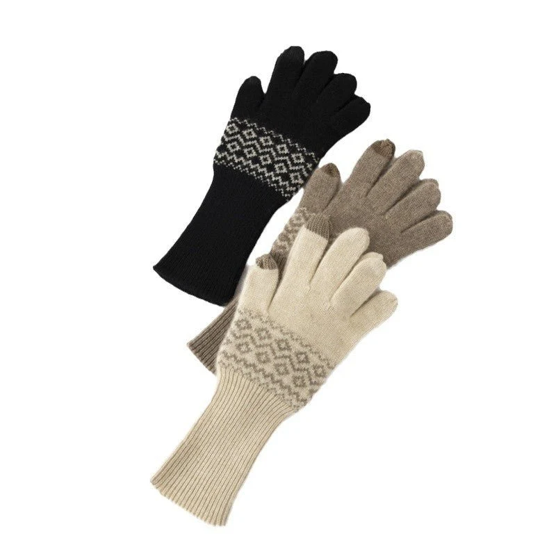 Guantes de punto Fair Isle de cachemira con puntas para pantalla táctil Guantes mágicos - Imagen 6