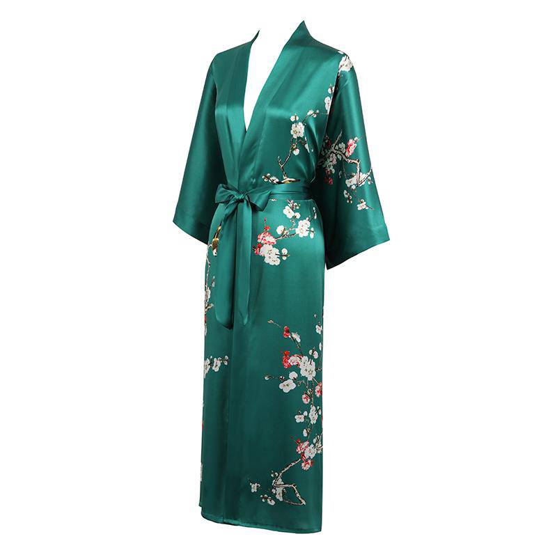 Kimono de seda larga para mujeres Impresión de brote de cerezo de cerezo - Imagen 7