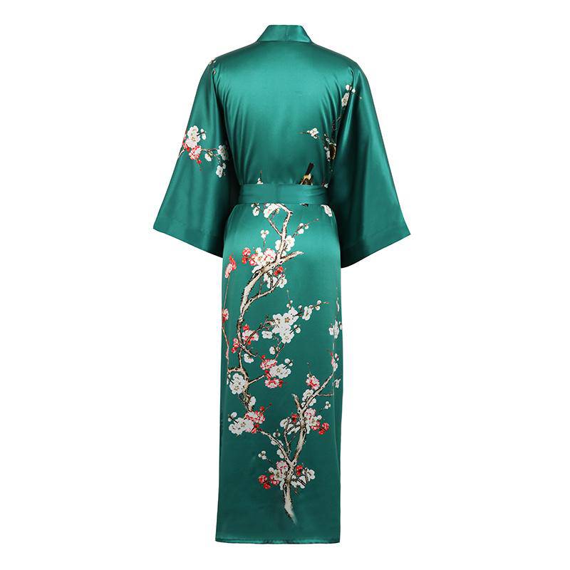 Kimono de seda larga para mujeres Impresión de brote de cerezo de cerezo - Imagen 6