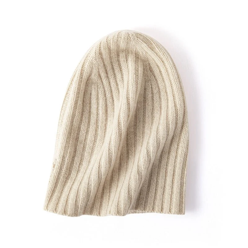 Gorro holgado de cachemira suave Gorro de invierno de punto acanalado de cachemira - Imagen 3