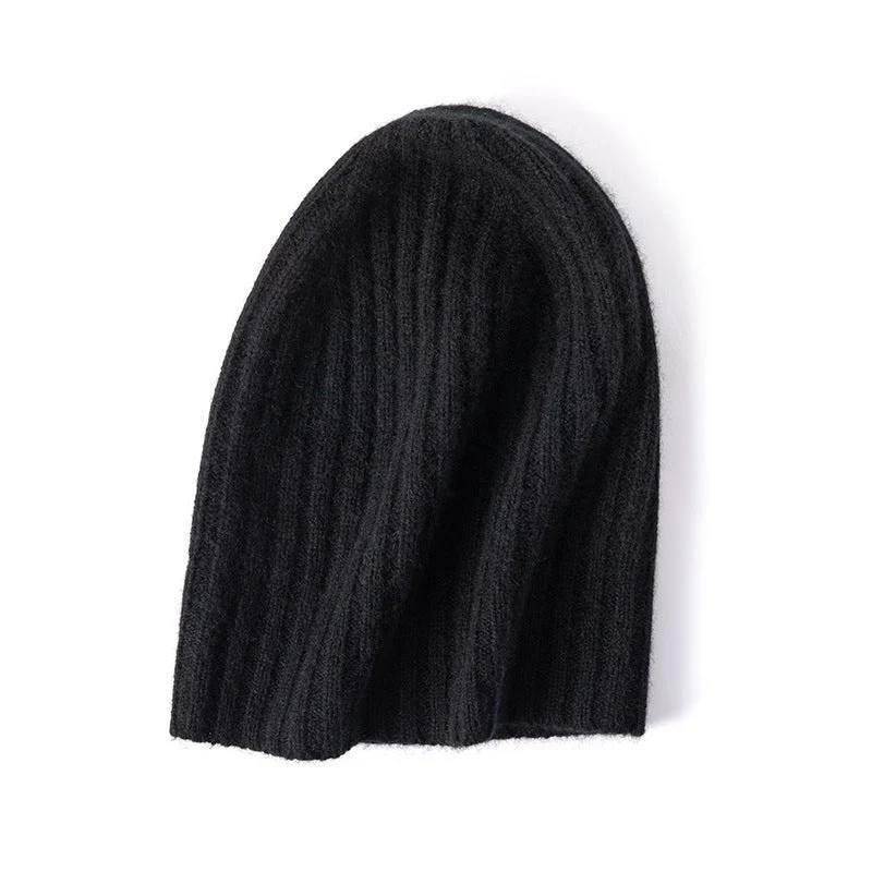 Gorro holgado de cachemira suave Gorro de invierno de punto acanalado de cachemira - Imagen 5