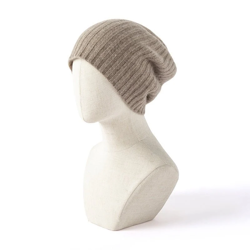 Gorro holgado de cachemira suave Gorro de invierno de punto acanalado de cachemira - Imagen 7