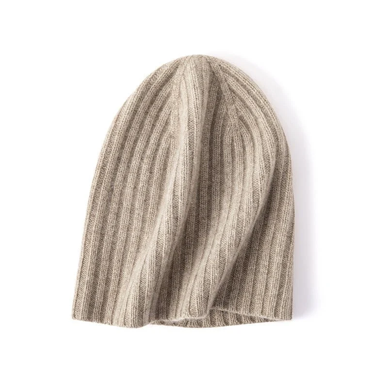 Gorro holgado de cachemira suave Gorro de invierno de punto acanalado de cachemira