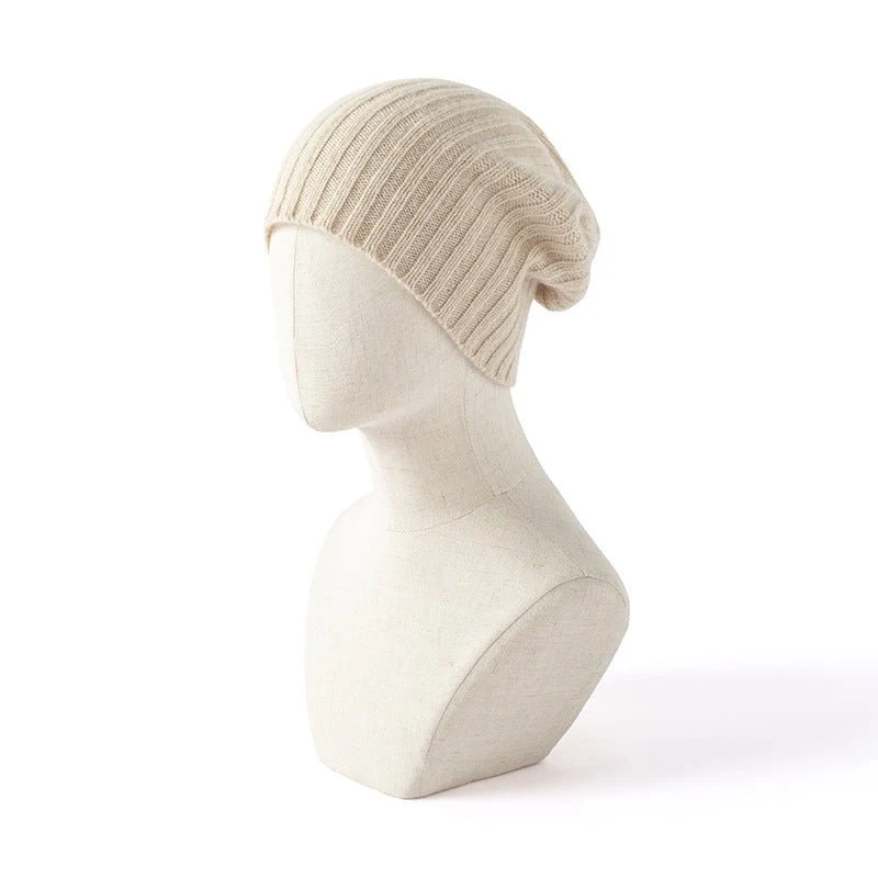 Gorro holgado de cachemira suave Gorro de invierno de punto acanalado de cachemira - Imagen 8