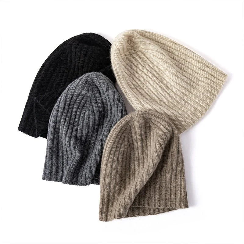 Gorro holgado de cachemira suave Gorro de invierno de punto acanalado de cachemira - Imagen 6