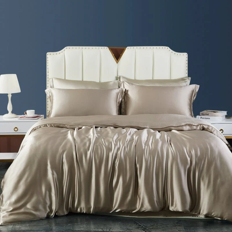 Juegos de ropa de cama de seda de lujo 19 Momme 3pcs Set de cobertura nórdica - Imagen 3