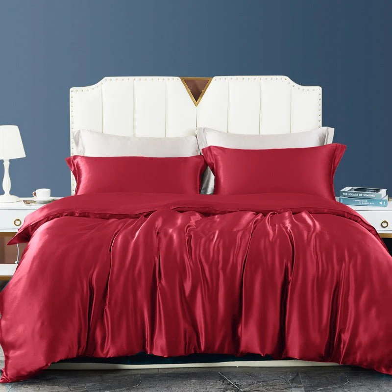 Juegos de ropa de cama de seda de lujo 19 Momme 3pcs Set de cobertura nórdica - Imagen 5