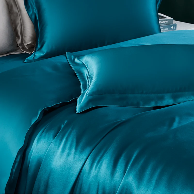 Juegos de ropa de cama de seda de lujo 19 Momme 3pcs Set de cobertura nórdica - Imagen 9