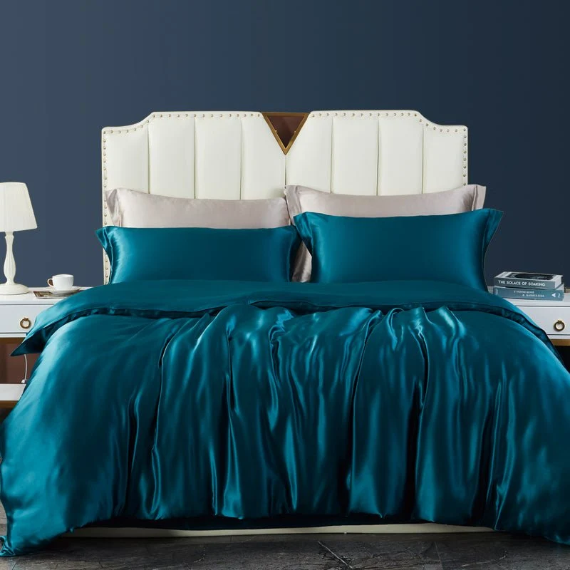 Juegos de ropa de cama de seda de lujo 19 Momme 3pcs Set de cobertura nórdica - Imagen 7