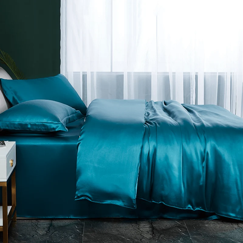 Juegos de ropa de cama de seda de lujo 19 Momme 3pcs Set de cobertura nórdica - Imagen 8