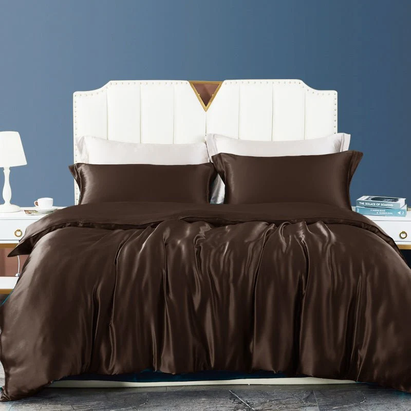 Juegos de ropa de cama de seda de lujo 19 Momme 3pcs Set de cobertura nórdica - Imagen 4