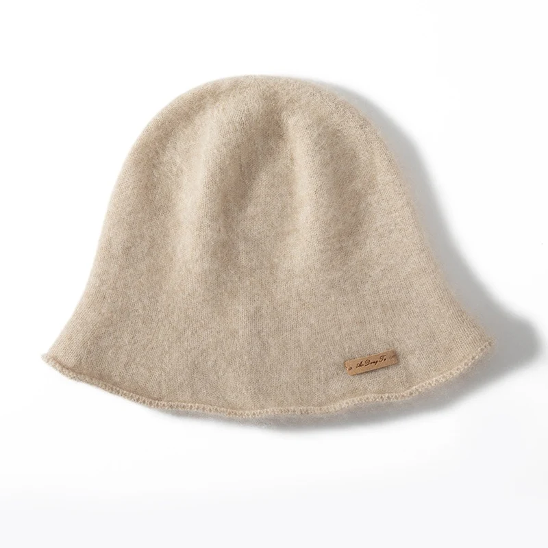 Sombrero tipo cubo de cachemira pura para mujer Sombrero cloche de cachemira con ala suave - Imagen 5