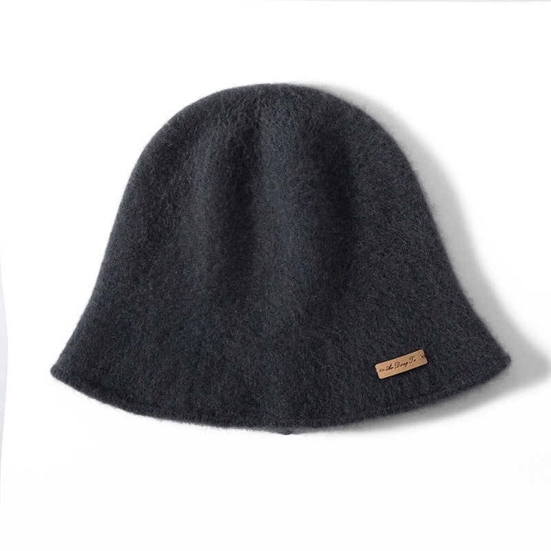 Sombrero tipo cubo de cachemira pura para mujer Sombrero cloche de cachemira con ala suave - Imagen 9