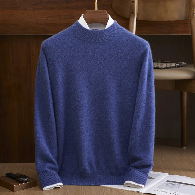 Bloque de color para hombre Patrón de diamante Pure Cashmere Sweater Crew Cuel - Imagen 6