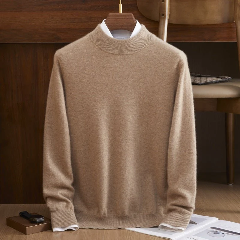 Bloque de color para hombre Patrón de diamante Pure Cashmere Sweater Crew Cuel - Imagen 4