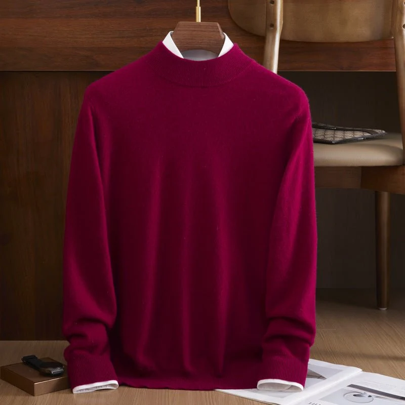 Bloque de color para hombre Patrón de diamante Pure Cashmere Sweater Crew Cuel - Imagen 5