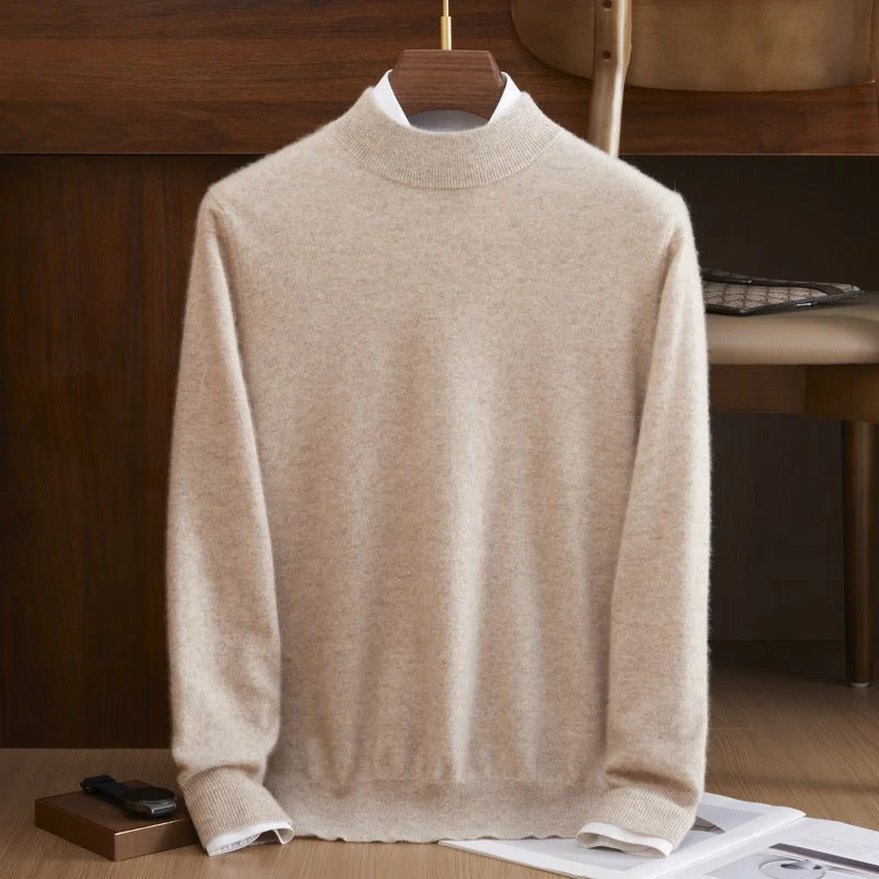 Bloque de color para hombre Patrón de diamante Pure Cashmere Sweater Crew Cuel - Imagen 3