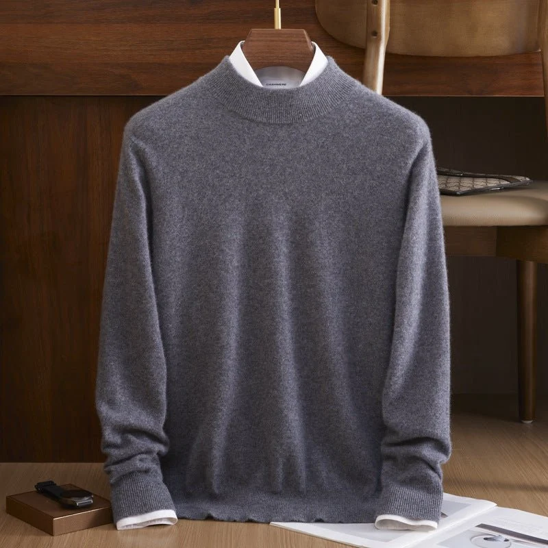 Bloque de color para hombre Patrón de diamante Pure Cashmere Sweater Crew Cuel - Imagen 2