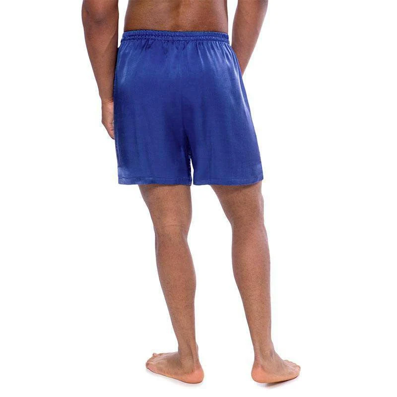 Azul Royal para hombres 100% pantalones cortos de sueño de seda - Imagen 4
