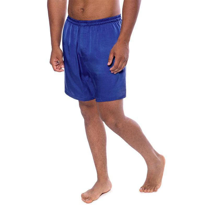 Azul Royal para hombres 100% pantalones cortos de sueño de seda - Imagen 3
