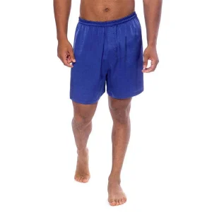 Azul Royal para hombres 100% pantalones cortos de sueño de seda