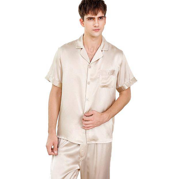 Conjunto de pijama de seda de manga corta para hombre Pijama de seda de morera - Imagen 6