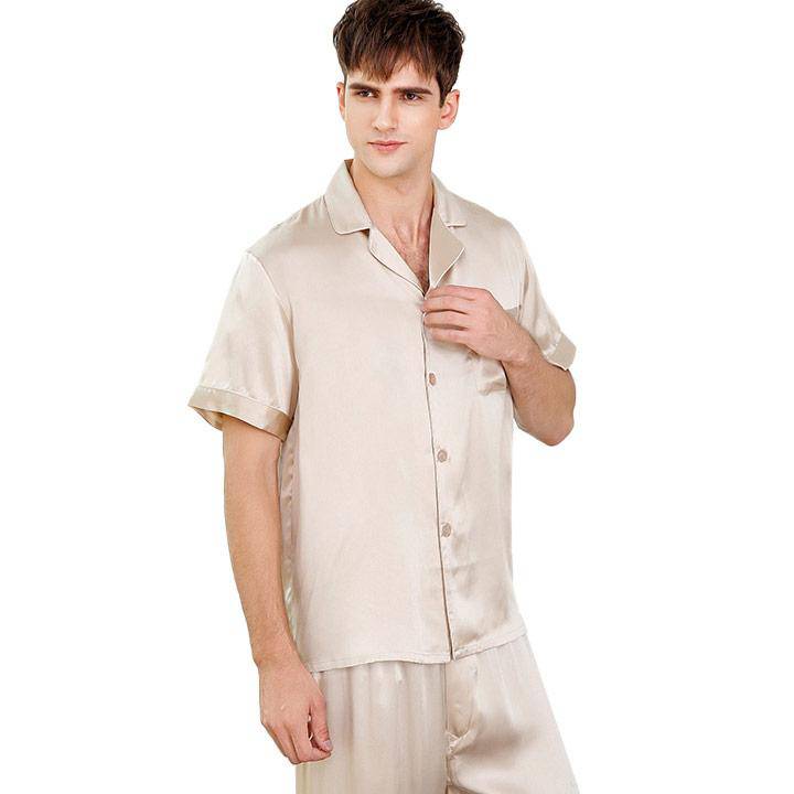Conjunto de pijama de seda de manga corta para hombre Pijama de seda de morera - Imagen 7