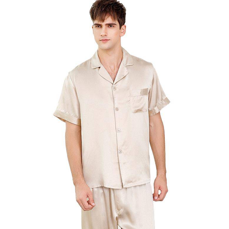 Conjunto de pijama de seda de manga corta para hombre Pijama de seda de morera - Imagen 5