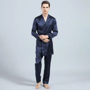 Pantalones de seda de seda para hombres Pantalones de pijama para hombres Silk Dos piezas juego de dos piezas