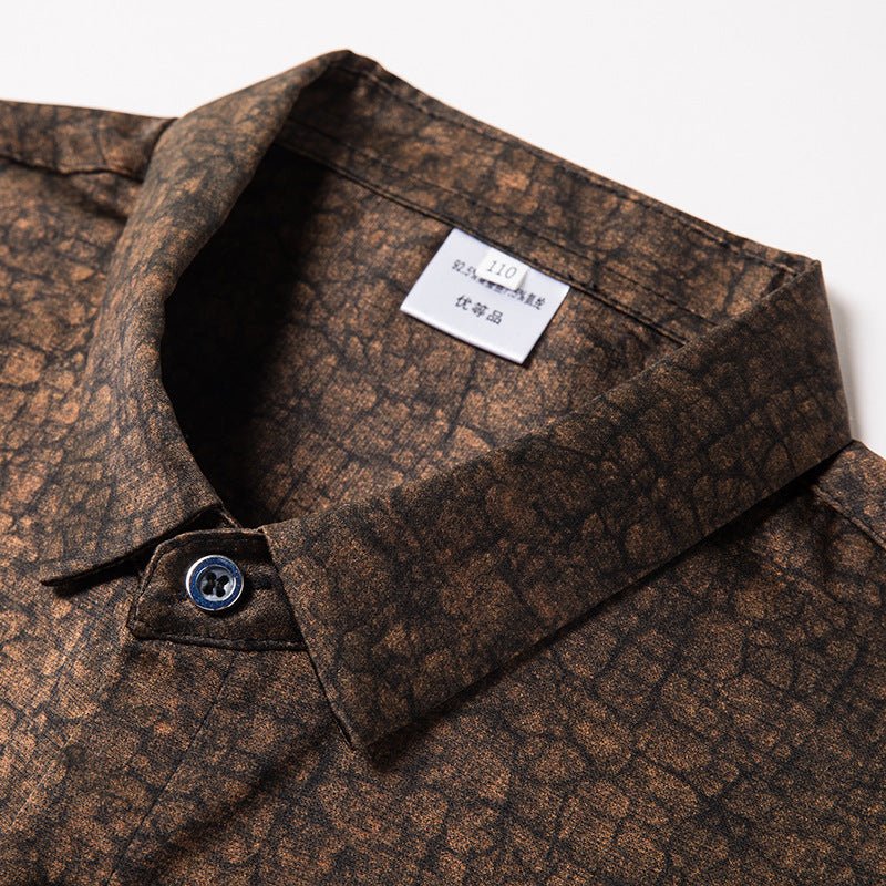 Camisas de seda para hombre Camisa de vestir de seda con patrón texturizado de manga corta - Imagen 4