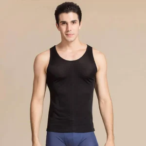 Camiseta sin mangas para hombre Camisa de punto de seda Camisetas interiores sin mangas