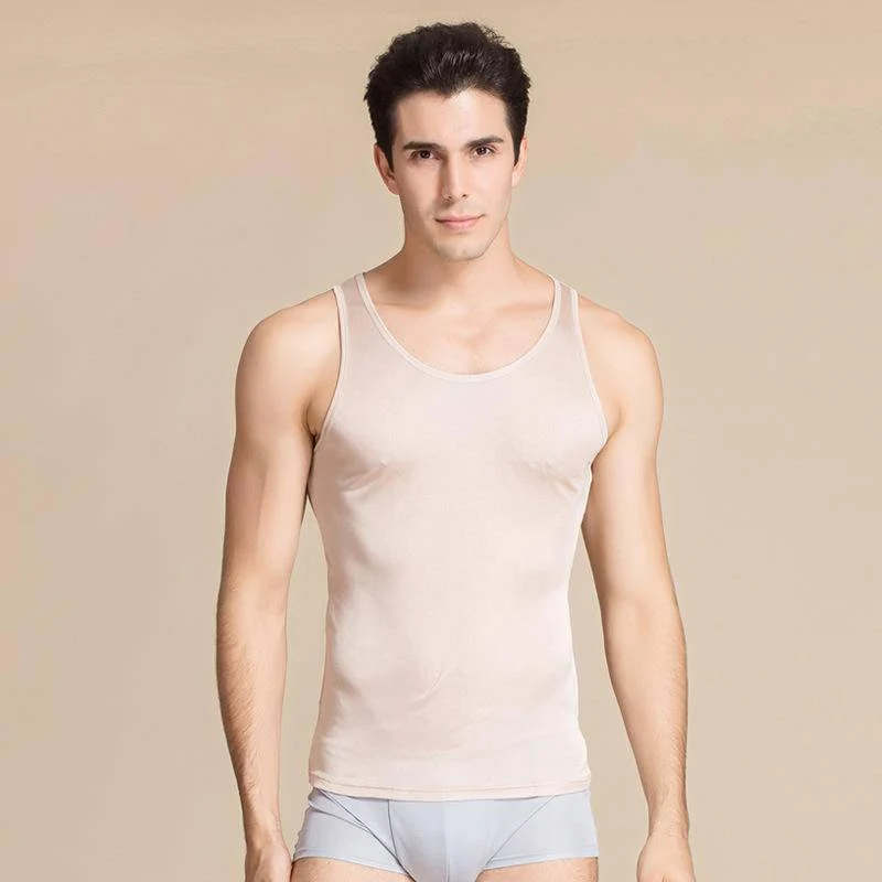 Camiseta sin mangas para hombre Camisa de punto de seda Camisetas interiores sin mangas - Imagen 6