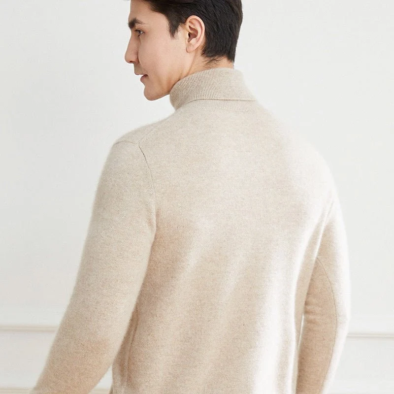 Suéter de cachemira con cuello alto para hombre Jersey de punto suave con borde acanalado - Imagen 5