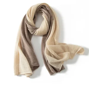 Cashmere Mesh Panel Buff Recorte de chal de cachemira larga y envoltura