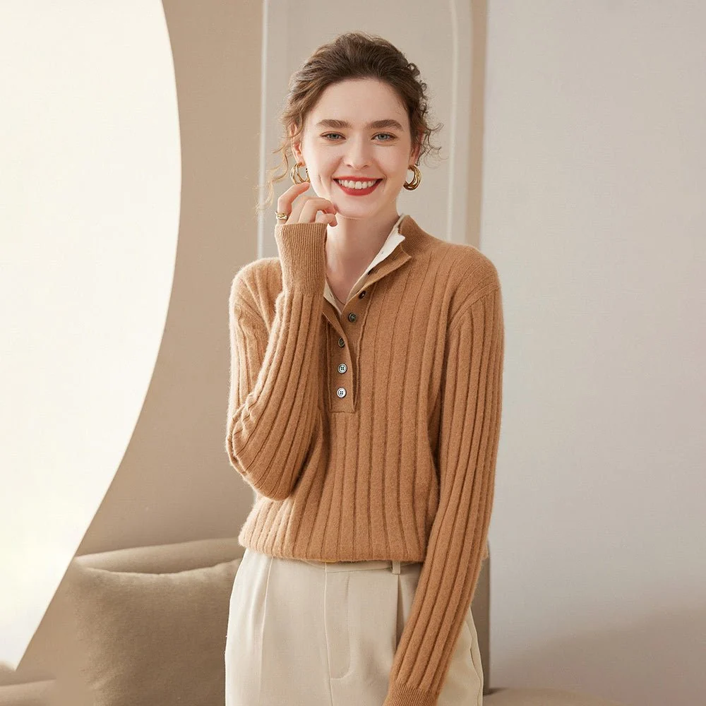 Sweater de cachemir de cuello de mujer - Imagen 7