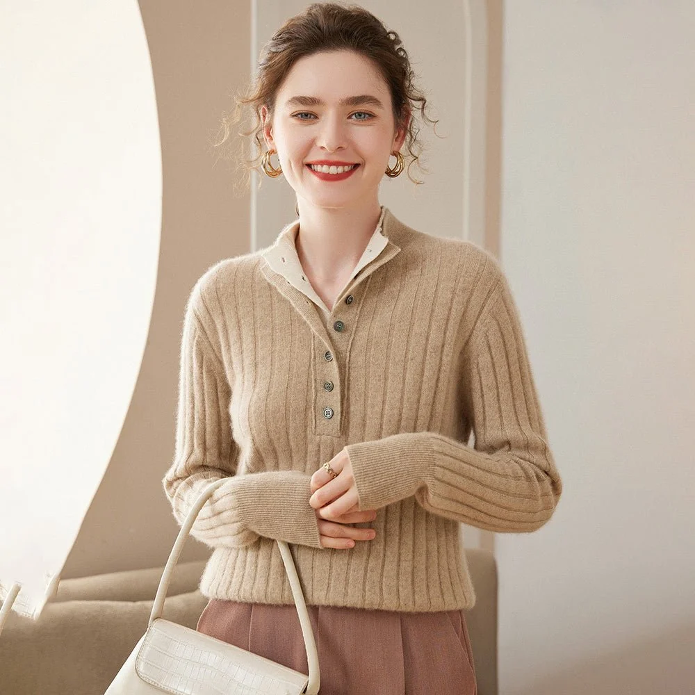 Sweater de cachemir de cuello de mujer - Imagen 5
