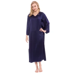 Camisón de seda largo suelto para mujer