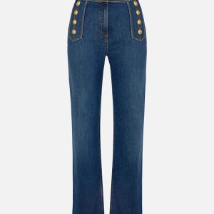 Elisabetta Franchi pantalon jeans palazzo con botones