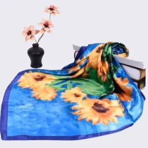 Pañuelos de mujer estampado Girasoles azul
