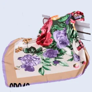 Pañuelos de mujer estampado de Flores beige y malva