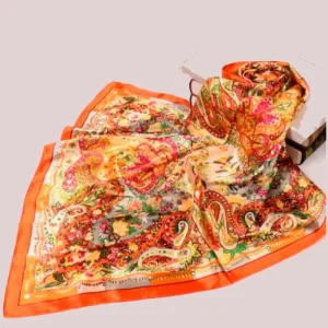 Pañuelos de mujer estampado Florecitas naranja