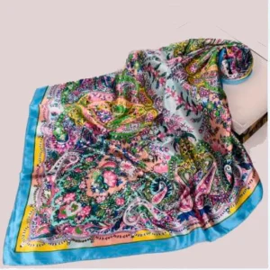 Pañuelos de mujer estampado de florecitas azul y rosa
