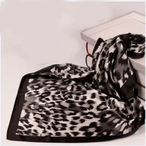 Pañuelos de mujer estampado de leopardo negro y gris